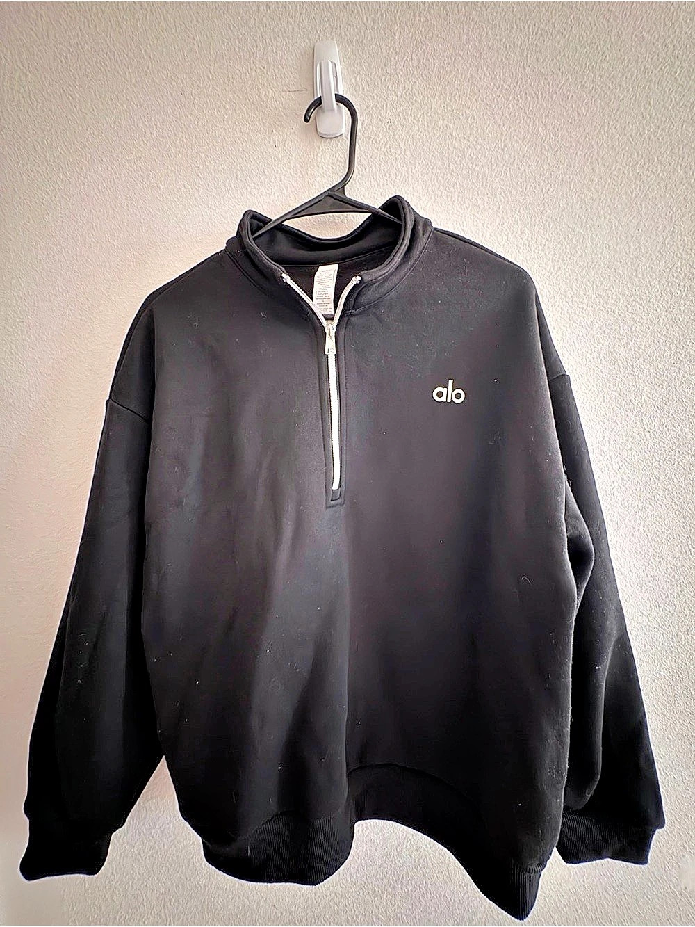 alo Accolade 1/4 Zip Pullover Black Size Small